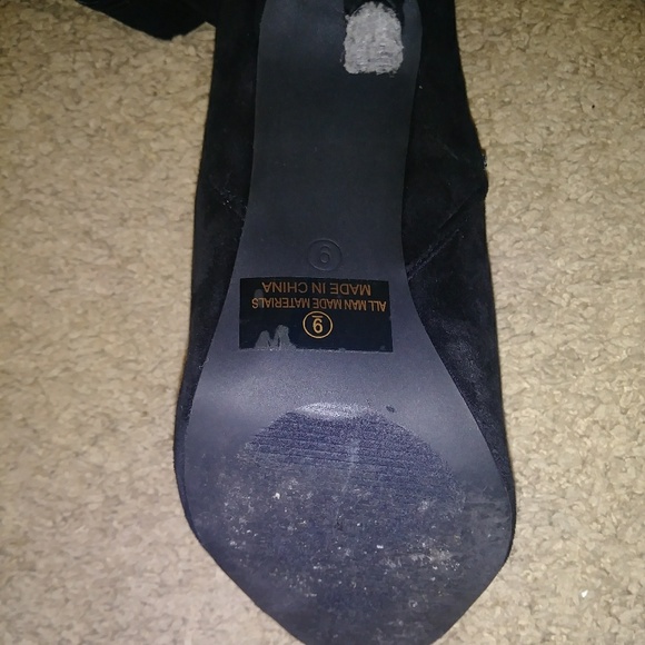 Black suede over the knee boots - Picture 3 of 4